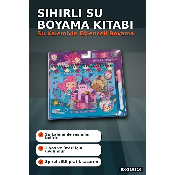 Sihirli Boyama Kitabı Çocuklar İçin Eğitici Hobi ve Aktivite Oyuncağı Tekli BX-316316