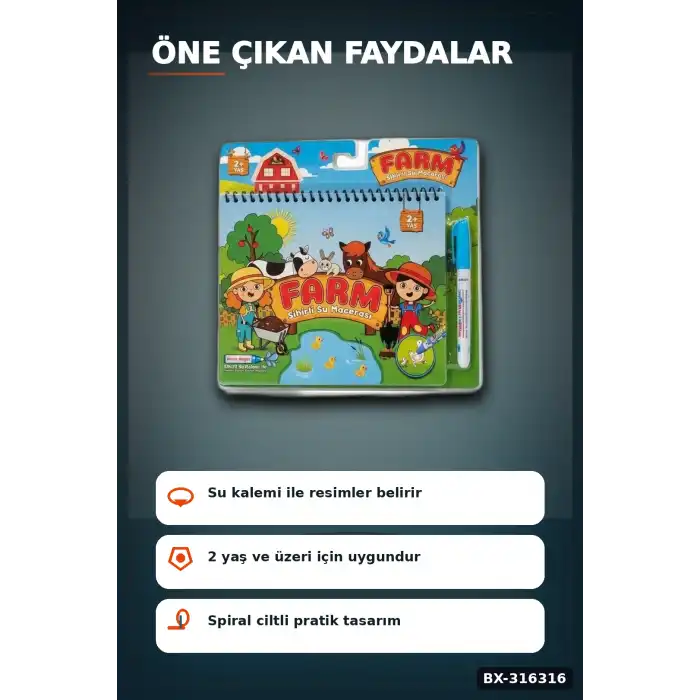 Sihirli Boyama Kitabı Çocuklar İçin Eğitici Hobi ve Aktivite Oyuncağı Tekli BX-316316