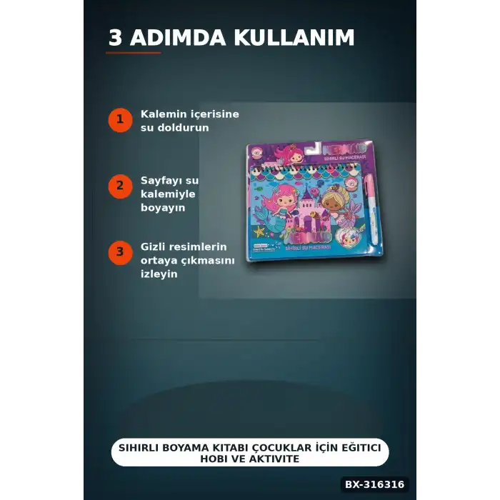 Sihirli Boyama Kitabı Çocuklar İçin Eğitici Hobi ve Aktivite Oyuncağı Tekli BX-316316