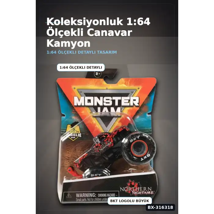 Monster Jam Canavar Kamyon Model Araba 1:64 Ölçekli Tekli Oyuncak Araç BX-316318