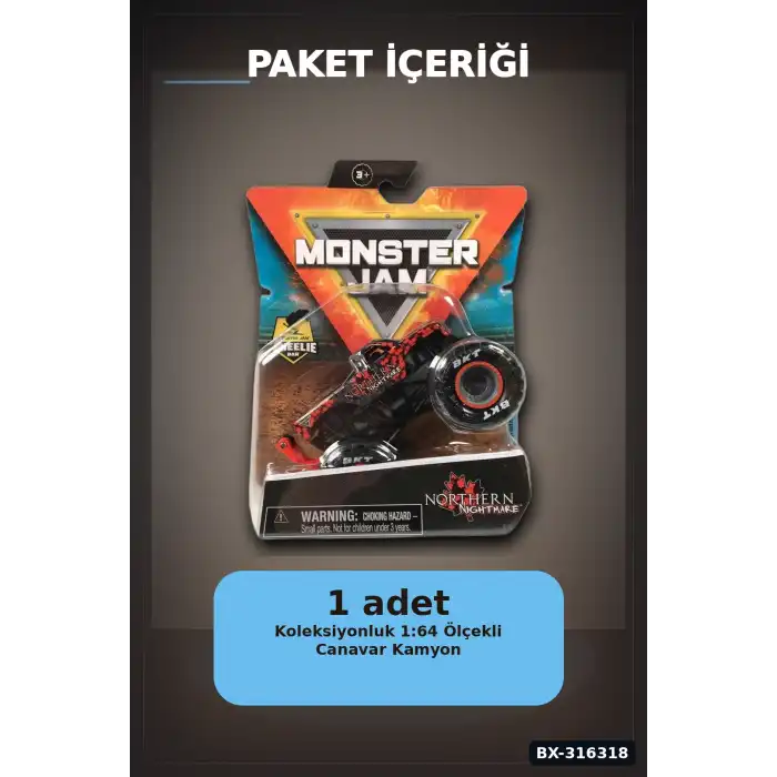 Monster Jam Canavar Kamyon Model Araba 1:64 Ölçekli Tekli Oyuncak Araç BX-316318