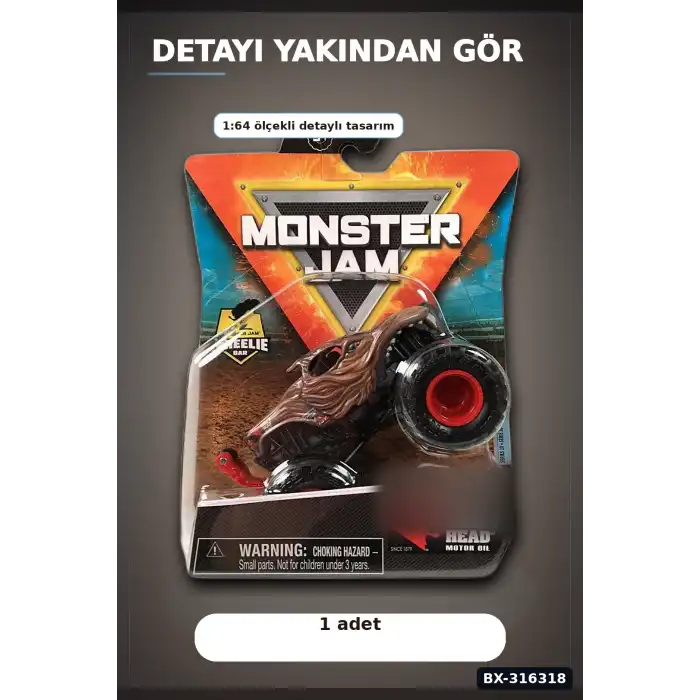 Monster Jam Canavar Kamyon Model Araba 1:64 Ölçekli Tekli Oyuncak Araç BX-316318