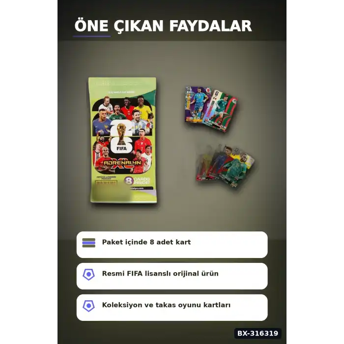 FIFA World Cup 2026 Futbolcu Kartı Adrenalyn XL Koleksiyon Oyunu 8 Adet BX-316319