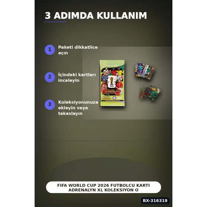 FIFA World Cup 2026 Futbolcu Kartı Adrenalyn XL Koleksiyon Oyunu 8 Adet BX-316319