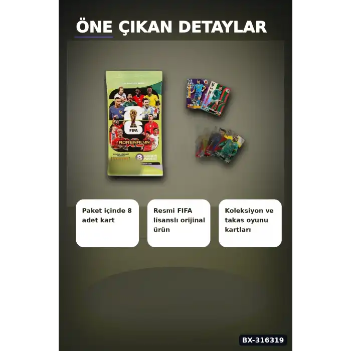 FIFA World Cup 2026 Futbolcu Kartı Adrenalyn XL Koleksiyon Oyunu 8 Adet BX-316319