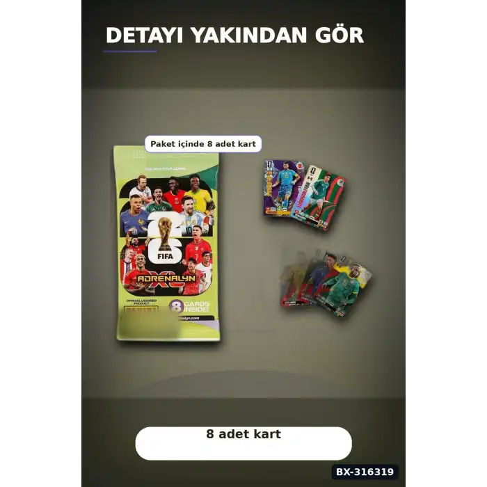 FIFA World Cup 2026 Futbolcu Kartı Adrenalyn XL Koleksiyon Oyunu 8 Adet BX-316319