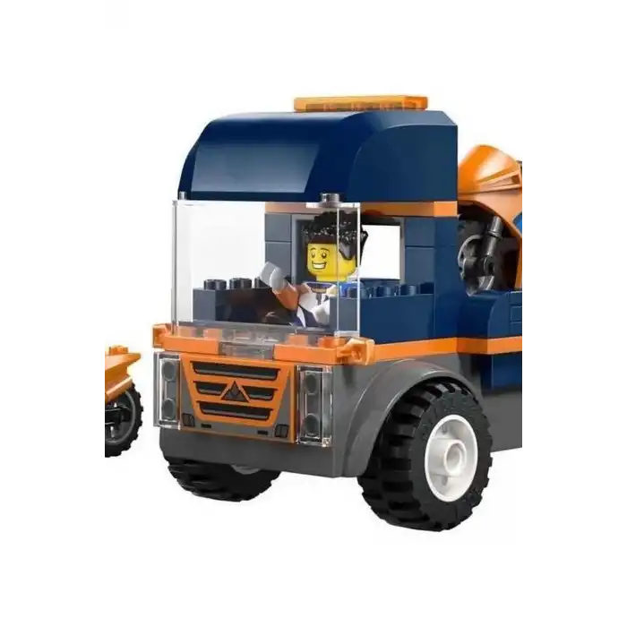 Motosiklet Taşıyıcı Kamyon Yapım Seti 88 Parça 2 Figürlü 4 Yaş Üzeri Çocuk Oyuncağı BX-316365