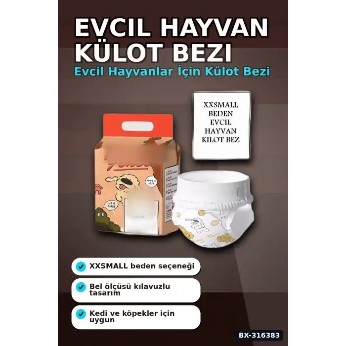 Evcil Hayvan Külot Bezi XXS Beden Cırt Cırtlı Sızdırmaz Kedi Köpek Bezi BX-316383