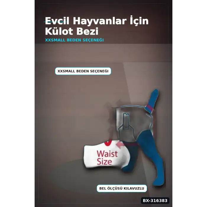 Evcil Hayvan Külot Bezi XXS Beden Cırt Cırtlı Sızdırmaz Kedi Köpek Bezi BX-316383