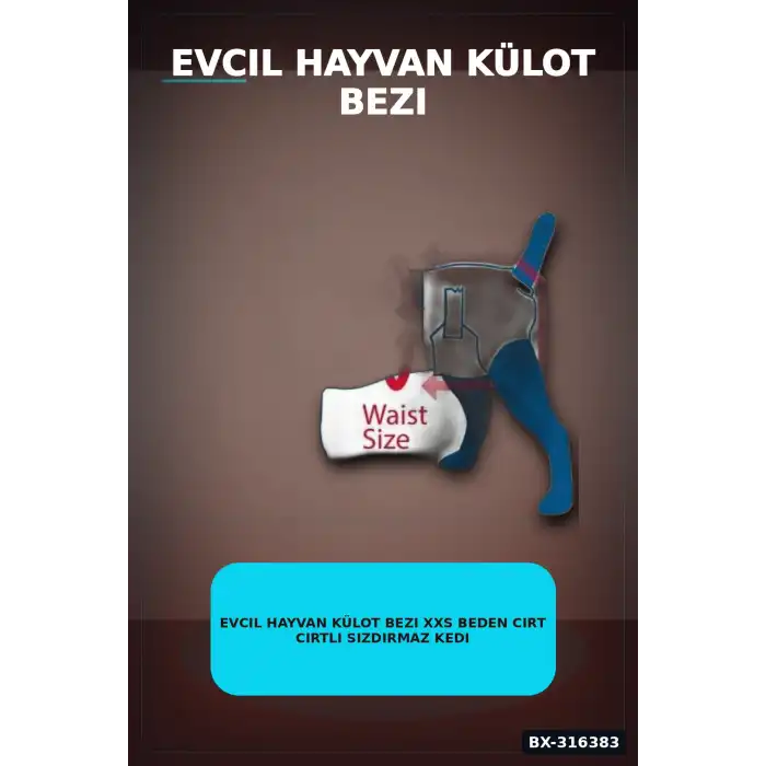 Evcil Hayvan Külot Bezi XXS Beden Cırt Cırtlı Sızdırmaz Kedi Köpek Bezi BX-316383