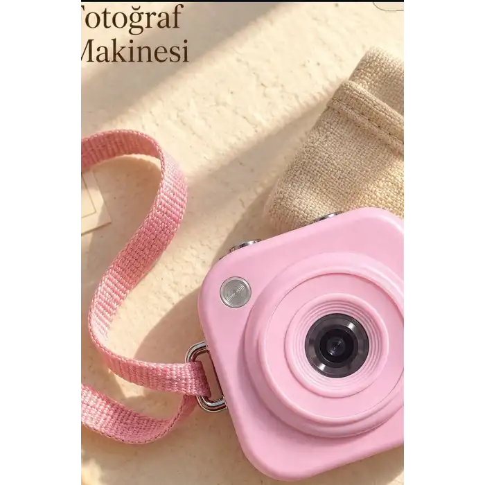 Mini Dijital Fotoğraf Makinesi 2,01 İnç Ekran Type C Şarjlı Pembe Cep Boy BX-316416