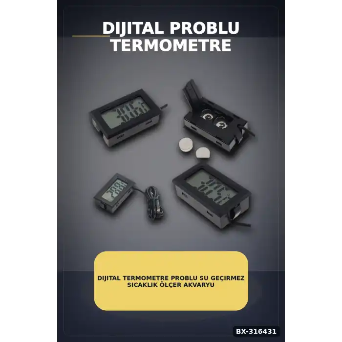 Dijital Termometre Problu Su Geçirmez Sıcaklık Ölçer Akvaryum ve Gıda Derecesi BX-316431