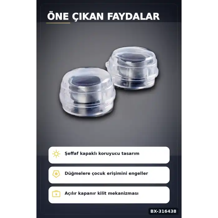 Ocak Düğme Koruyucu Çocuk Güvenlik Kilidi Isıya Dayanıklı Emniyet Kapağı 2 Adet BX-316438