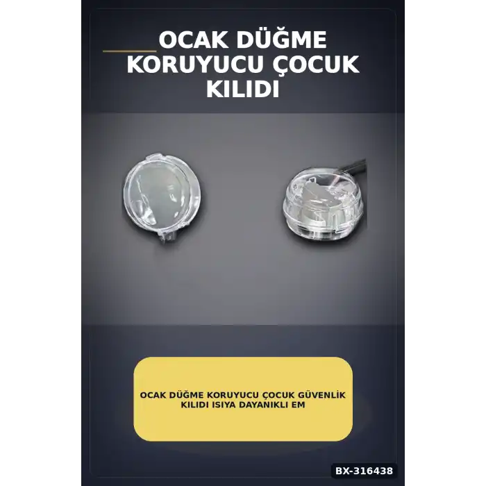 Ocak Düğme Koruyucu Çocuk Güvenlik Kilidi Isıya Dayanıklı Emniyet Kapağı 2 Adet BX-316438