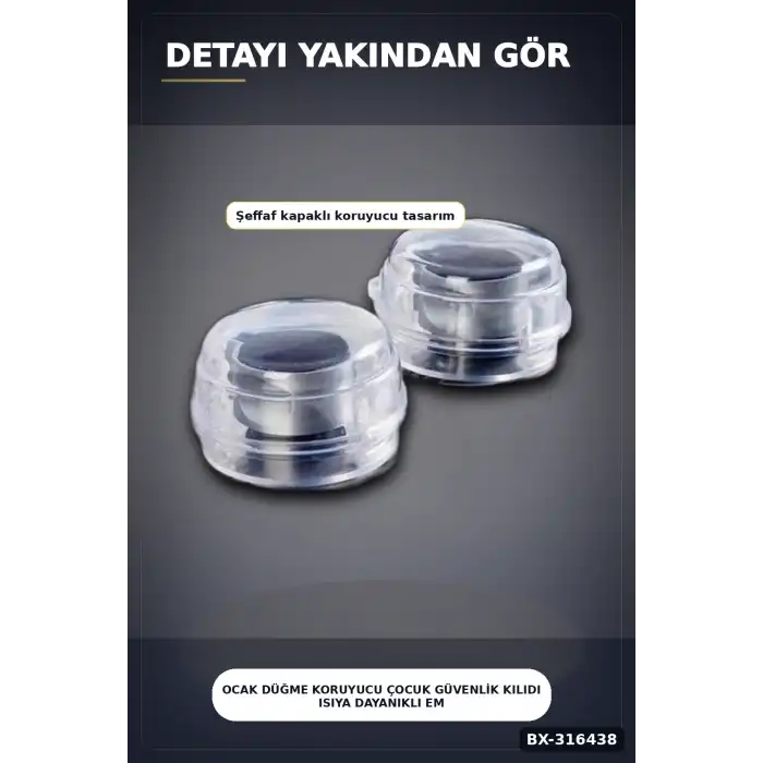 Ocak Düğme Koruyucu Çocuk Güvenlik Kilidi Isıya Dayanıklı Emniyet Kapağı 2 Adet BX-316438