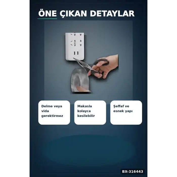Nano Bant Çift Taraflı Su Geçirmez Güçlü Tutucu Montaj Bandı 2 m x 3 cm BX-316443