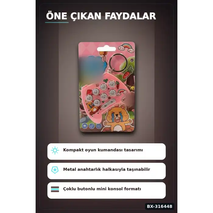 Çılgın Köstebek Mini Konsol Oyunu - Çocuklar İçin El Atarisi, Tekli Paket BX-316448