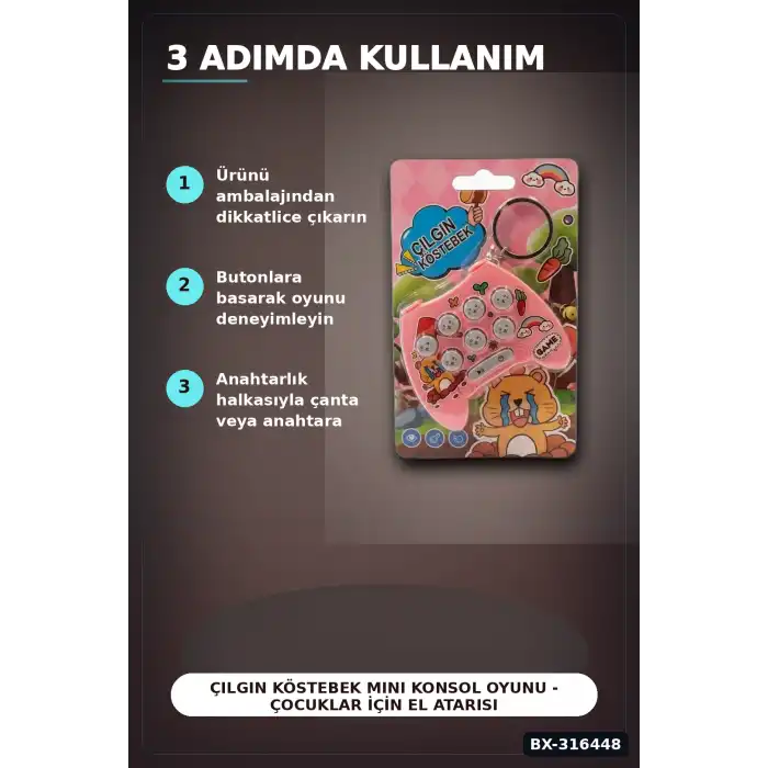 Çılgın Köstebek Mini Konsol Oyunu - Çocuklar İçin El Atarisi, Tekli Paket BX-316448