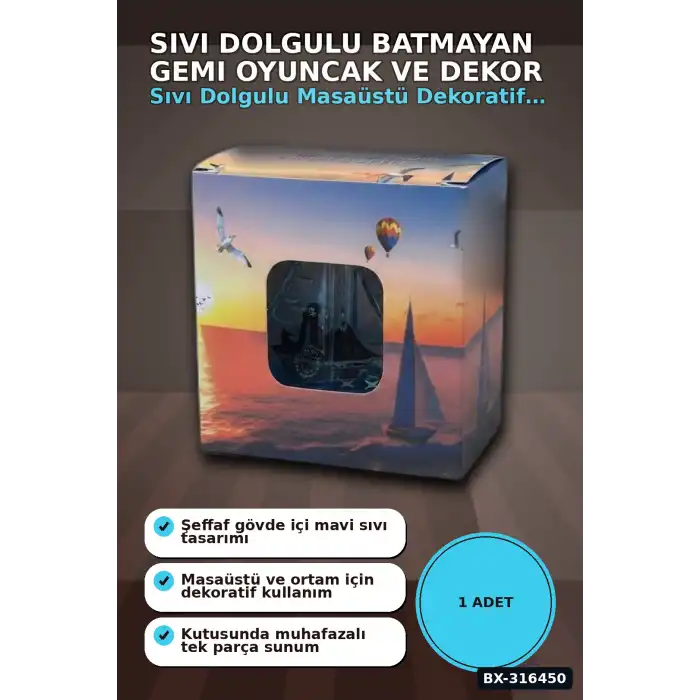 Batmayan Gemi Sıvı Dolgulu Eğitici Oyuncak ve Masaüstü Dekoru - 1 Adet BX-316450