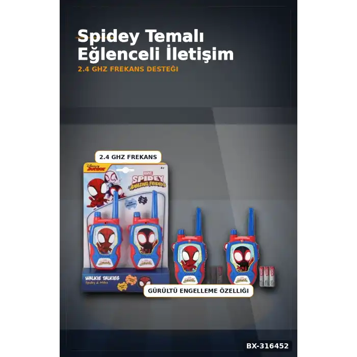 Marvel Ve Spin Oyuncak Telsiz 2li Set 100 Metre Menzilli 2.4 GHz Çocuk İletişim Oyuncağı BX-316452