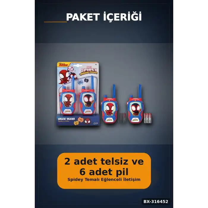 Marvel Ve Spin Oyuncak Telsiz 2li Set 100 Metre Menzilli 2.4 GHz Çocuk İletişim Oyuncağı BX-316452