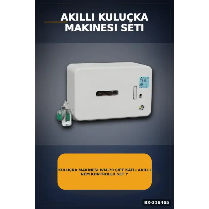 Kuluçka Makinesi WM-70 Çift Katlı Akıllı Nem Kontrollü Set Yedek Motor ve Suluk Dahil BX-316465