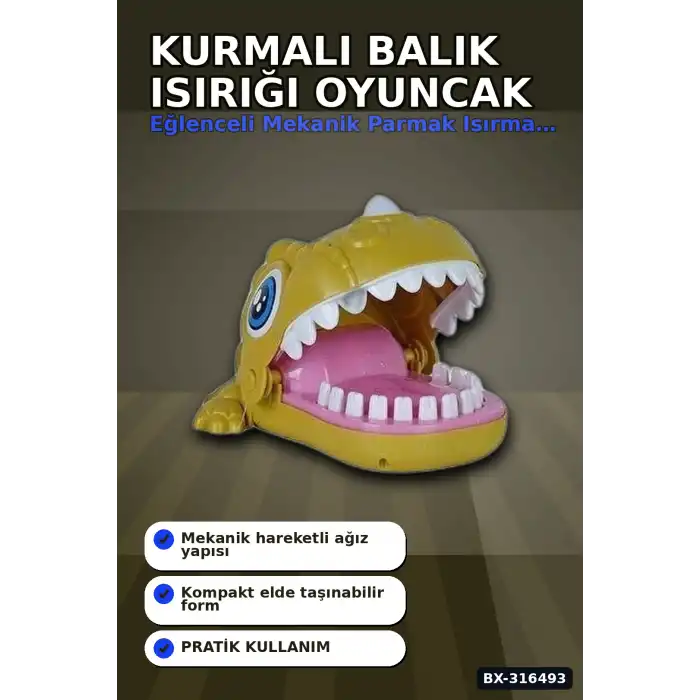 Balık Isırığı Oyunu Pilli Olmayan Kurmalı Eğlenceli Oyuncak Balık - 1 Adet BX-316493