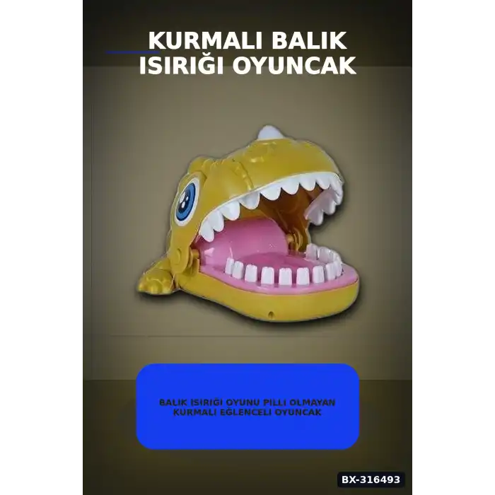 Balık Isırığı Oyunu Pilli Olmayan Kurmalı Eğlenceli Oyuncak Balık - 1 Adet BX-316493