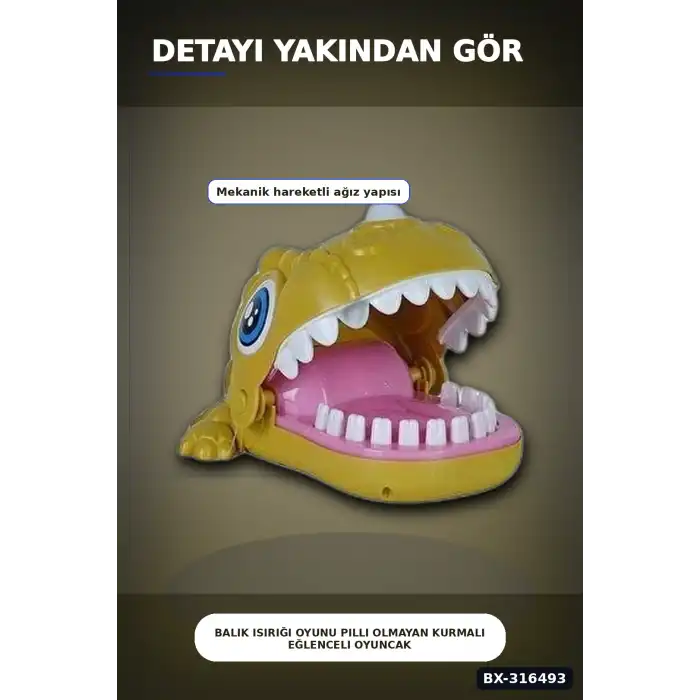 Balık Isırığı Oyunu Pilli Olmayan Kurmalı Eğlenceli Oyuncak Balık - 1 Adet BX-316493