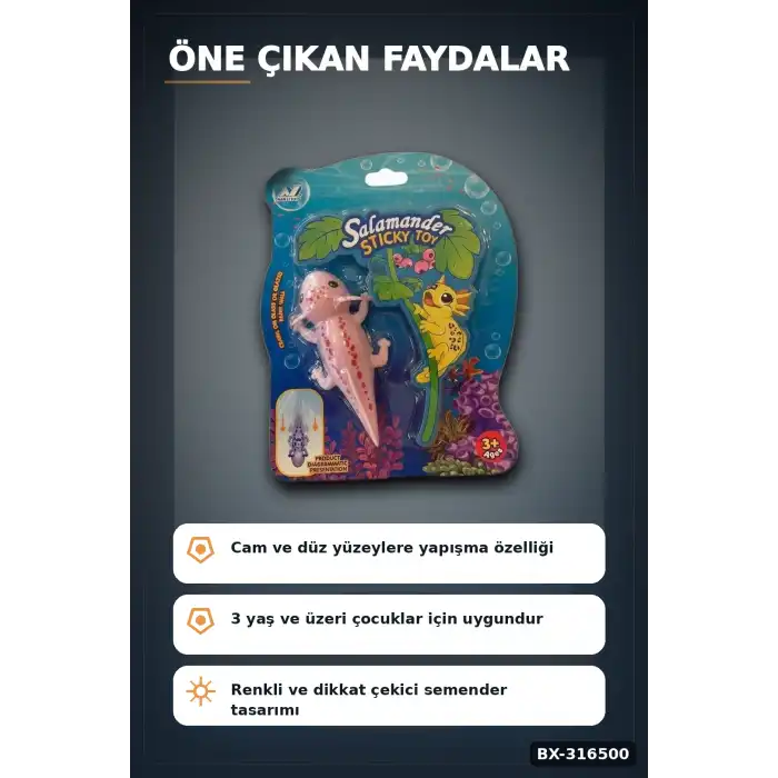 Yapışkan Semender Figür Oyuncak - Eğlenceli Esnek Çocuk Oyuncak Modeli BX-316500