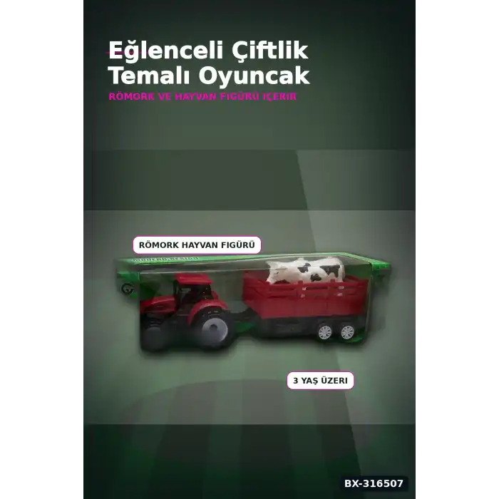 Römorklu Traktör Oyuncak Araç Tekli Paket - Çocuklar İçin Asorti Model BX-316507