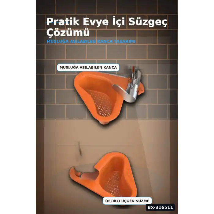 Lavabo Süzgeci Plastik Kuğu Tasarım Musluk Askılı Drenaj Sepeti 1 Adet BX-316511