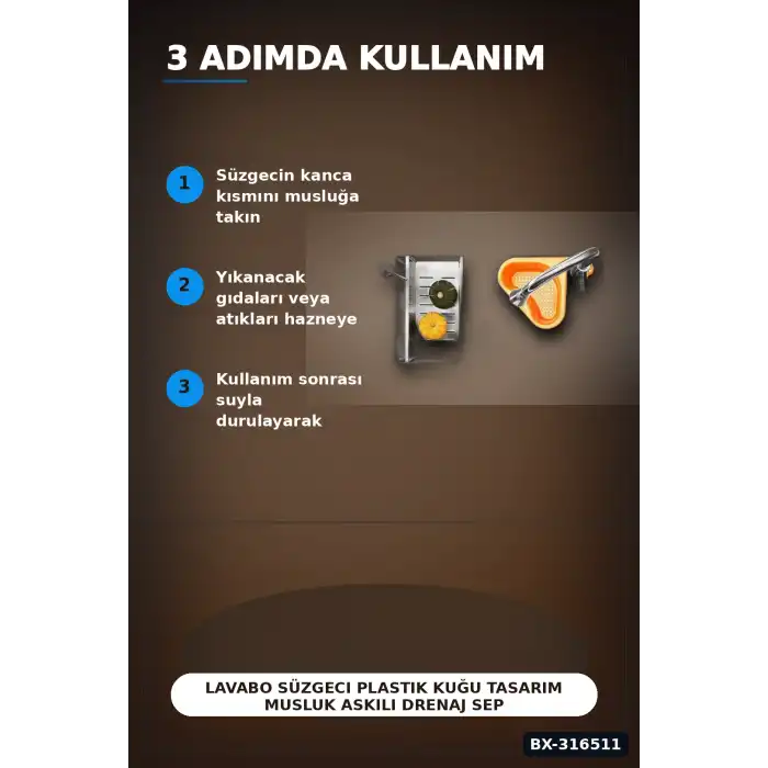 Lavabo Süzgeci Plastik Kuğu Tasarım Musluk Askılı Drenaj Sepeti 1 Adet BX-316511