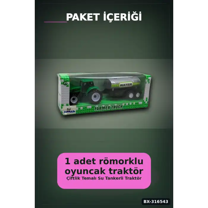 Römorklu Oyuncak Traktör Modeli - Çocuklar İçin Çiftlik Aracı Oyun Seti BX-316543