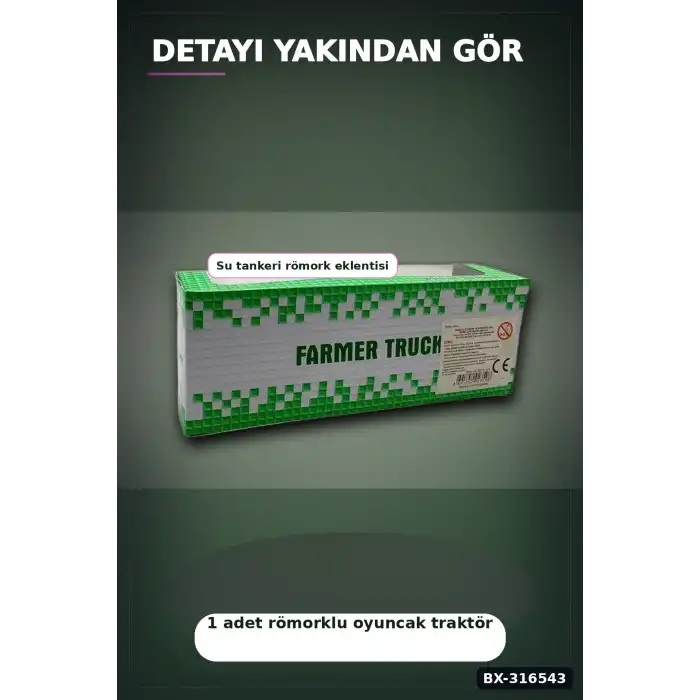 Römorklu Oyuncak Traktör Modeli - Çocuklar İçin Çiftlik Aracı Oyun Seti BX-316543