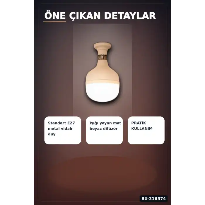 LED Ampul 35W Gün Işığı 3200K E27 Duy 2200 Lümen 180 Derece IP20 - 1 Adet BX-316574
