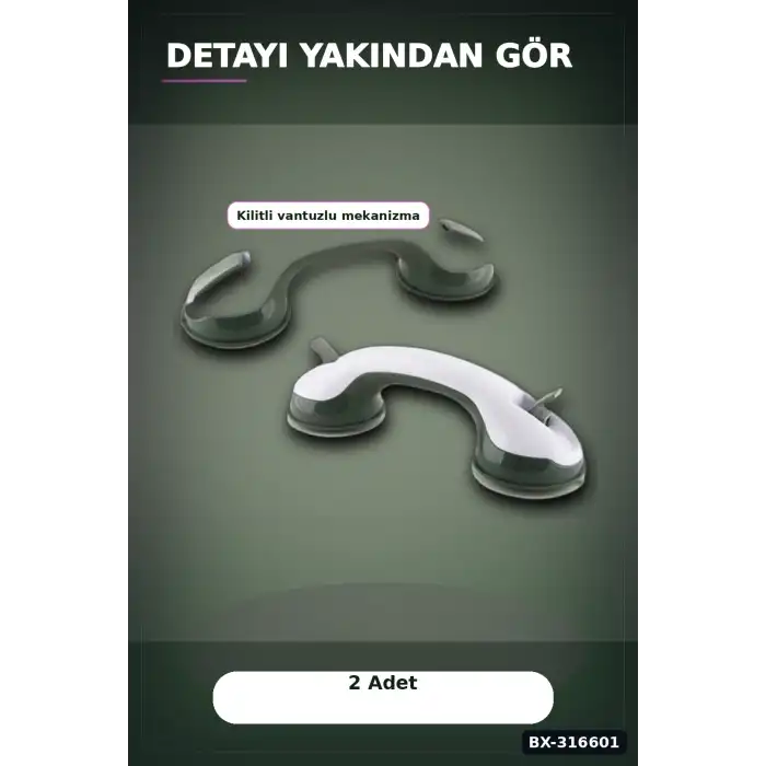 Vantuzlu Banyo Tutacağı Kilitli Vakumlu Emniyet Tutunma Barı 1 Adet BX-316601