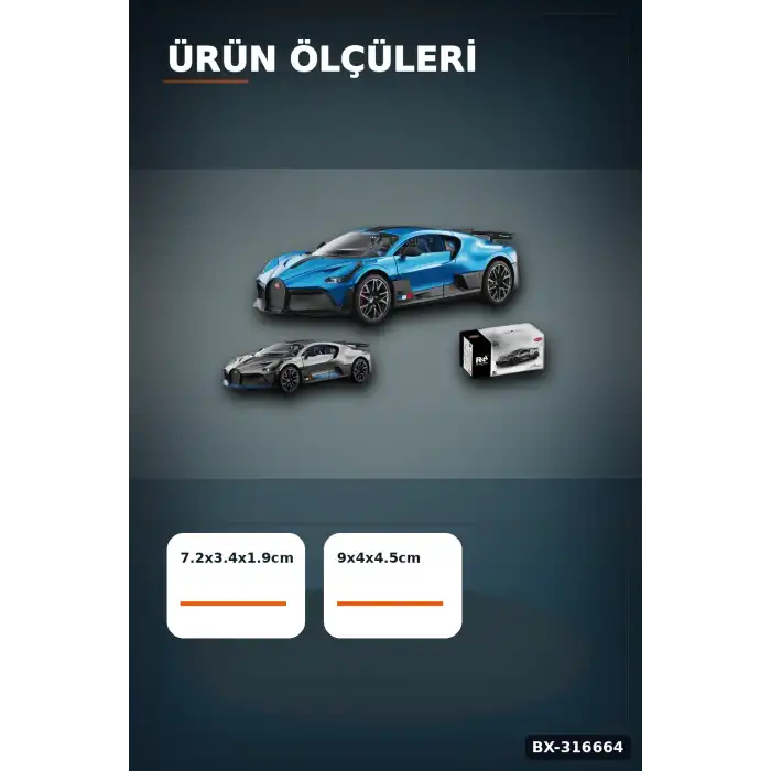 Bugatti Divo Model Araba 1:64 Ölçek Lisanslı Metal Çek Bırak Oyuncak Araç BX-316664