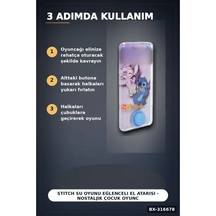 Stitch Su Oyunu Eğlenceli El Atarisi - Nostaljik Çocuk Oyuncağı, 1 Adet BX-316678