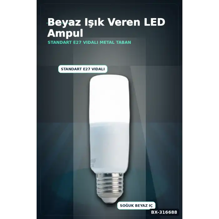 LED Ampul 8W 6500K Beyaz Işık E27 Duy 720 Lümen Tasarruflu Aydınlatma 1 Adet BX-316688