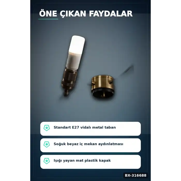 LED Ampul 8W 6500K Beyaz Işık E27 Duy 720 Lümen Tasarruflu Aydınlatma 1 Adet BX-316688