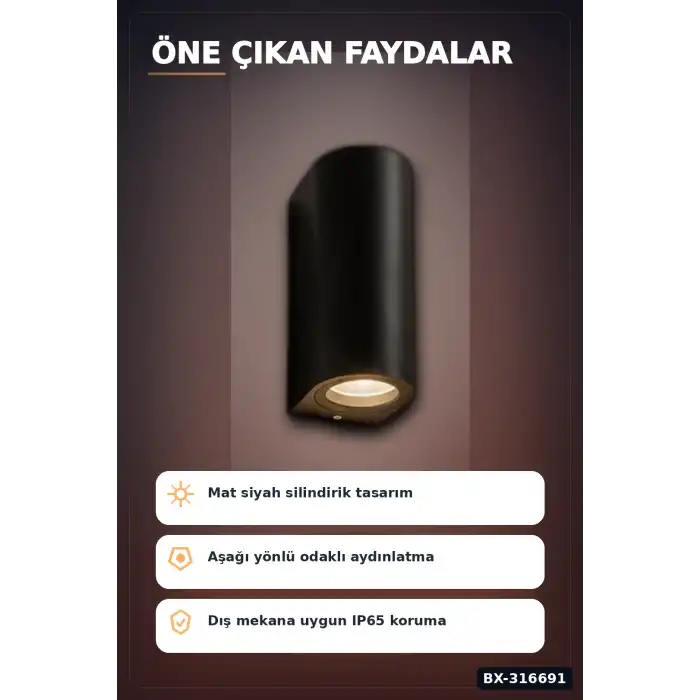 Dış Mekan Duvar Apligi GU10 Duy 10W Uyumlu IP65 Bahce Balkon Aplik Kasasi 1 Adet BX-316691