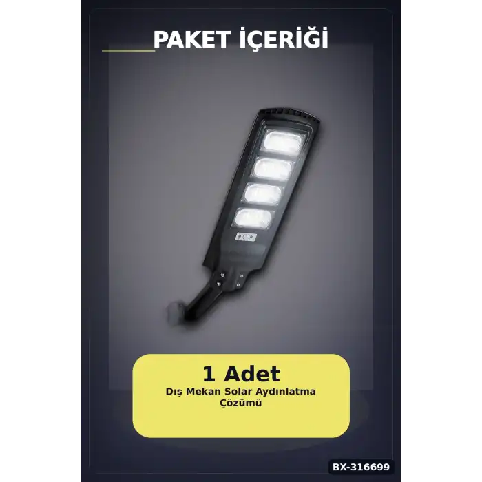 Solar Sokak Armatürü 400W 32000 Lümen Güneş Enerjili Dış Mekan Lambası Kumandalı 1 Adet BX-316699