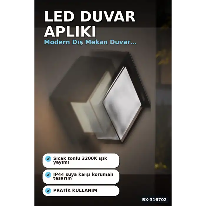 Led Duvar Apligi 15W Gunisigi 3200K IP44 Dekoratif Aydinlatma 16x10 cm BX-316702