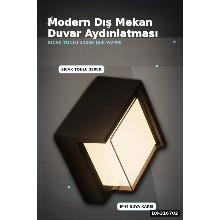 Led Duvar Apligi 15W Gunisigi 3200K IP44 Dekoratif Aydinlatma 16x10 cm BX-316702