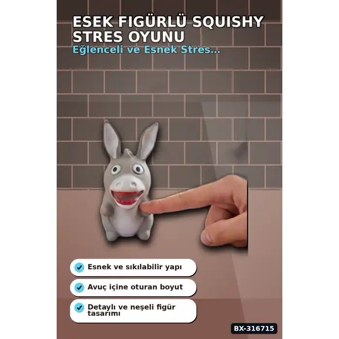 Eşek Squishy Stres Oyuncağı 12 Adet Yumuşak Esnek Sıkılabilir Figür Seti BX-316715