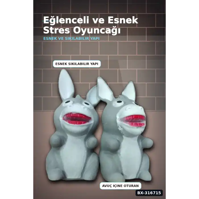 Eşek Squishy Stres Oyuncağı 12 Adet Yumuşak Esnek Sıkılabilir Figür Seti BX-316715