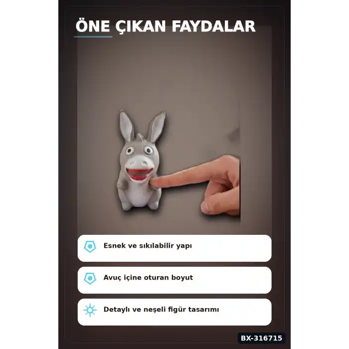 Eşek Squishy Stres Oyuncağı 12 Adet Yumuşak Esnek Sıkılabilir Figür Seti BX-316715