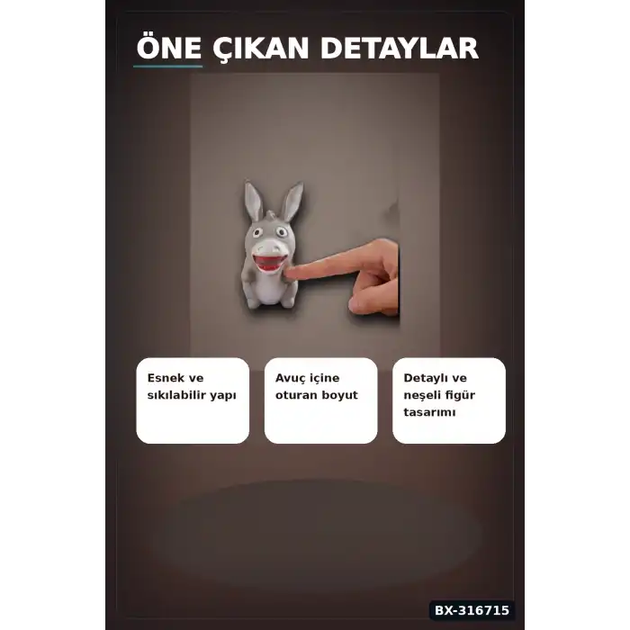 Eşek Squishy Stres Oyuncağı 12 Adet Yumuşak Esnek Sıkılabilir Figür Seti BX-316715