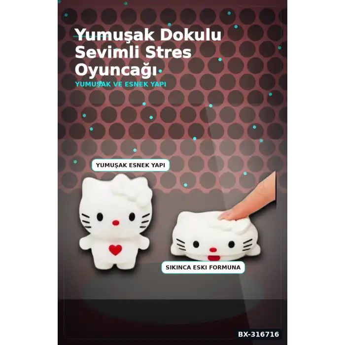 Squishy Hello Kitty Kalp Figürlü Yumuşak Stres Oyuncağı 12 Adet Karışık Renk Seti BX-316716